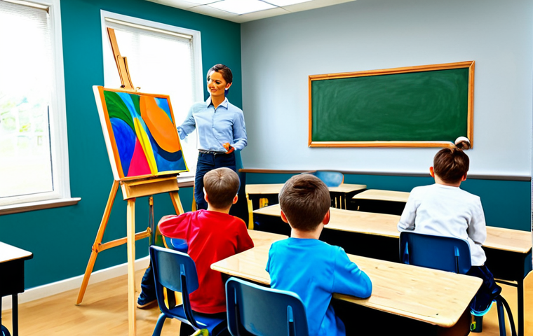 **

"A classroom scene, children fully clothed in casual attire, are painting vibrant abstract art while listening to classical music, safe for work, appropriate content, fully clothed, professional environment, perfect anatomy, correct proportions, natural pose, well-lit, colorful, family-friendly."

**