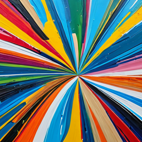 미술 교육과 아크릴화 기법 - "Abstract acrylic painting, vibrant colors expressing joy, gestural brushstrokes, canvas texture vis...