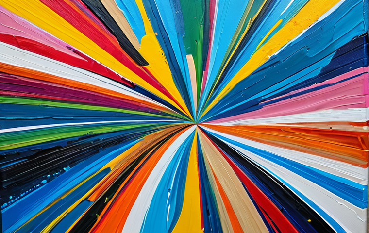 미술 교육과 아크릴화 기법 - "Abstract acrylic painting, vibrant colors expressing joy, gestural brushstrokes, canvas texture vis...